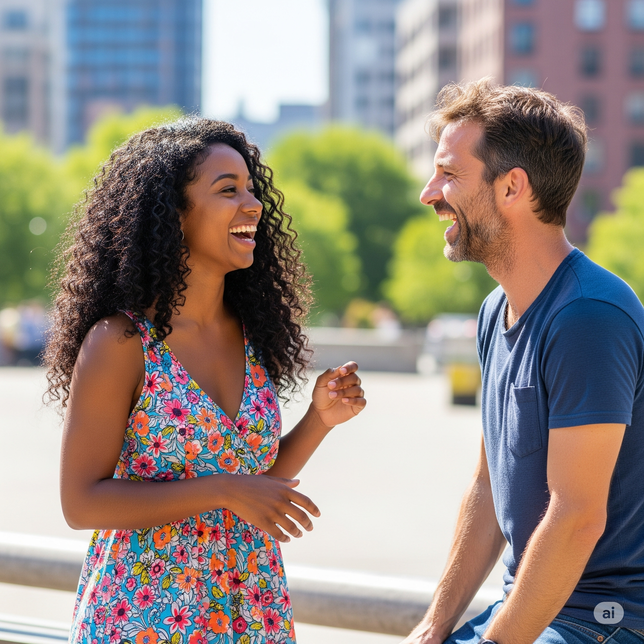 Image of people talking made by AI